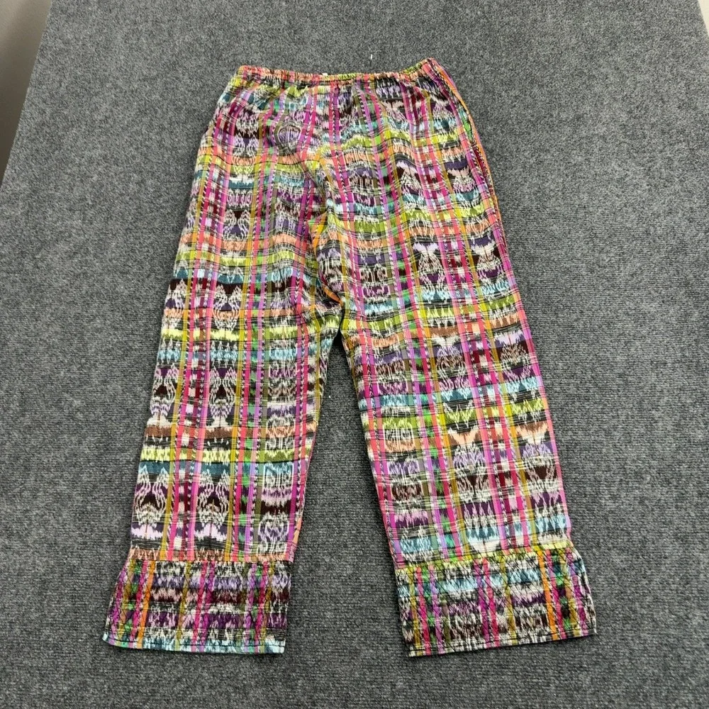 Recycled Traditions Pants Women S Multi Cotton Ikat Ruffle Hem Boho Ethnic Style